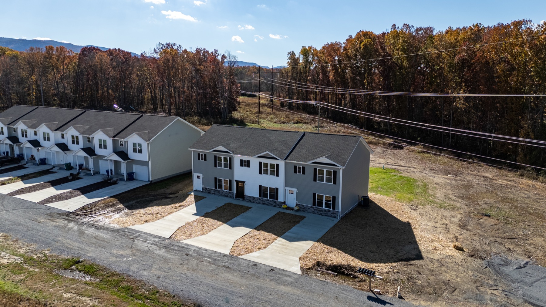 Aerial view of the 21st Street townhomes and new driveways
